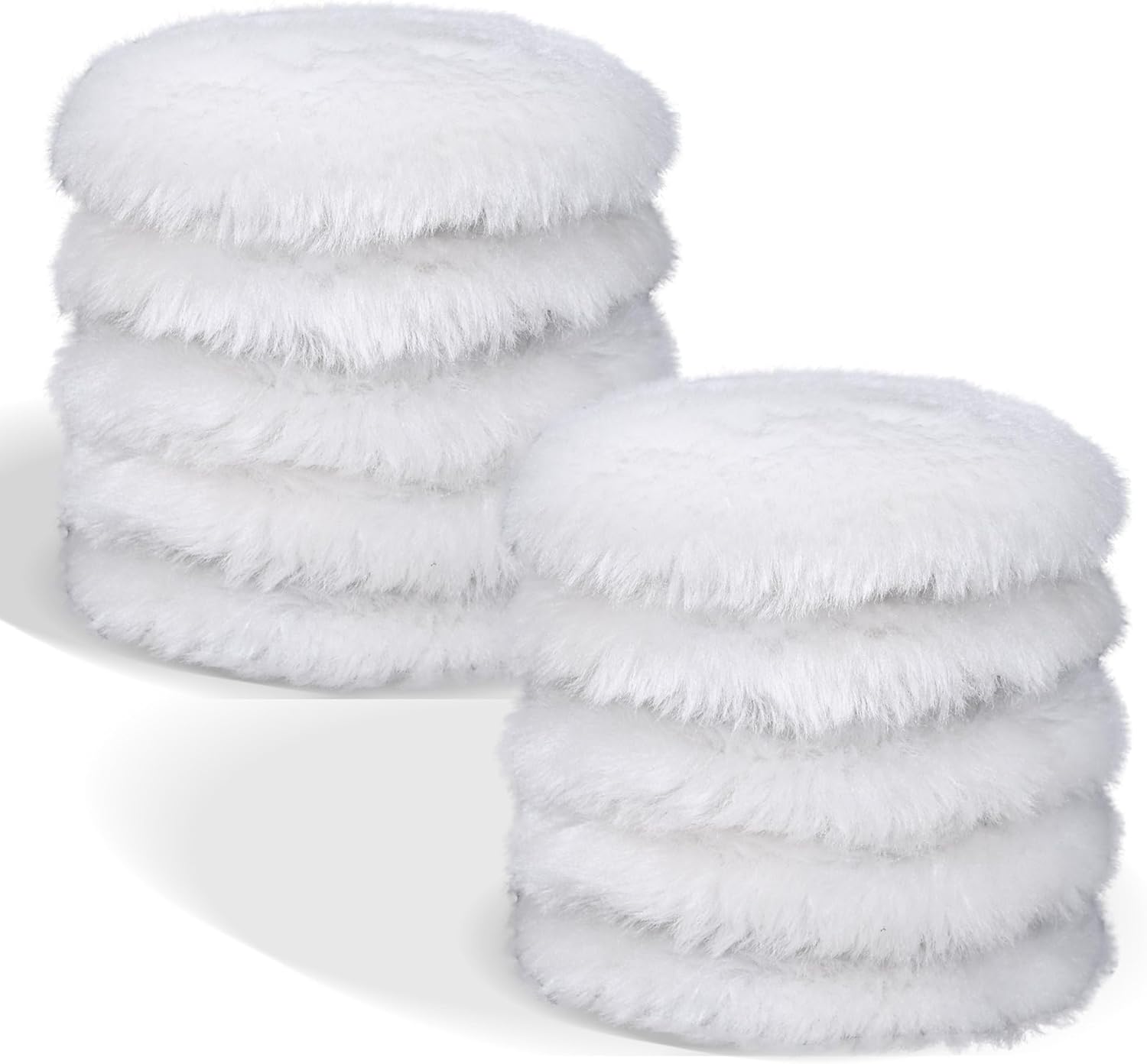 10 PCS 3 Inch Wool Polishing Pad Hook and Loop Buffing Wheel for Orbital Polisher Buffer Synthetic Polisher Wheel (3 Inch Small Size)