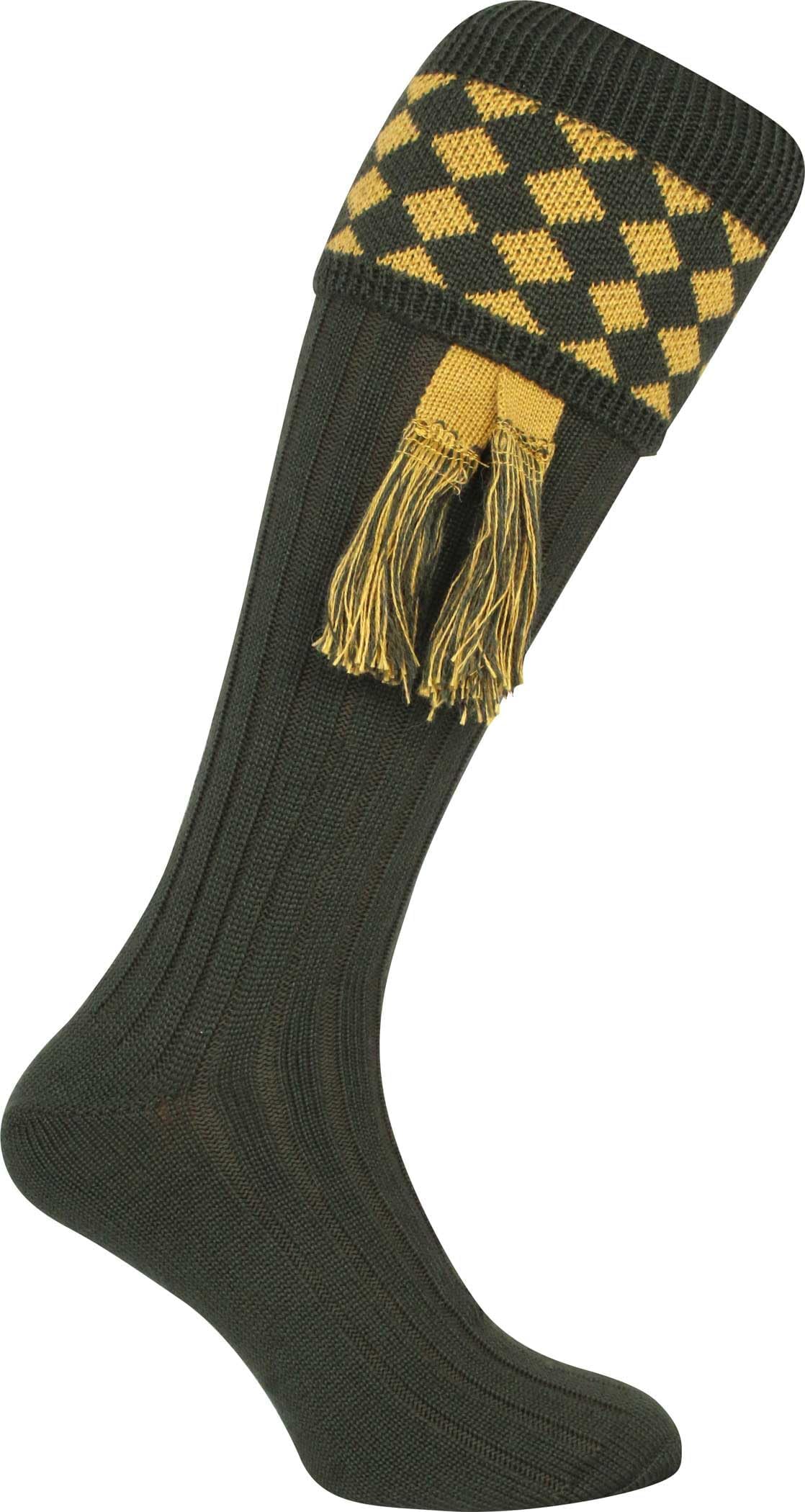 JACK PYKE Harlequin Shooting Socks with Garters 8 to 11 UK