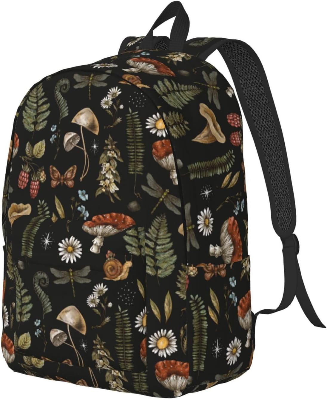 Vintage Mushroom Witchcraft Plant Backpack for Girls Boys Women Lightweight Canvas Bookbag Casual Daypack for Travel Outdoor Camping, 17 Inch - Image 4