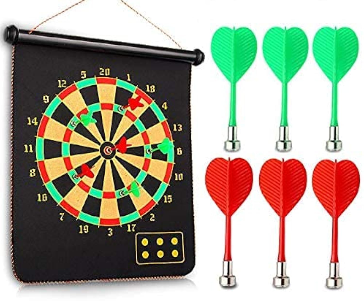 ZHONG CHEN Double-Sided Magnetic Dart Board Game Set for Children and Adults - Indoor and Outdoor With 6 Safety Darts