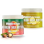 RA COSMETICS Whipped Shea Butter Bundle Pack - Pineapple & Mango, 12oz Jar each | 100% Pure African Shea for Men & Women | Natural Moisturizer with Essential Vitamins for Radiant Skin & Luscious Hair