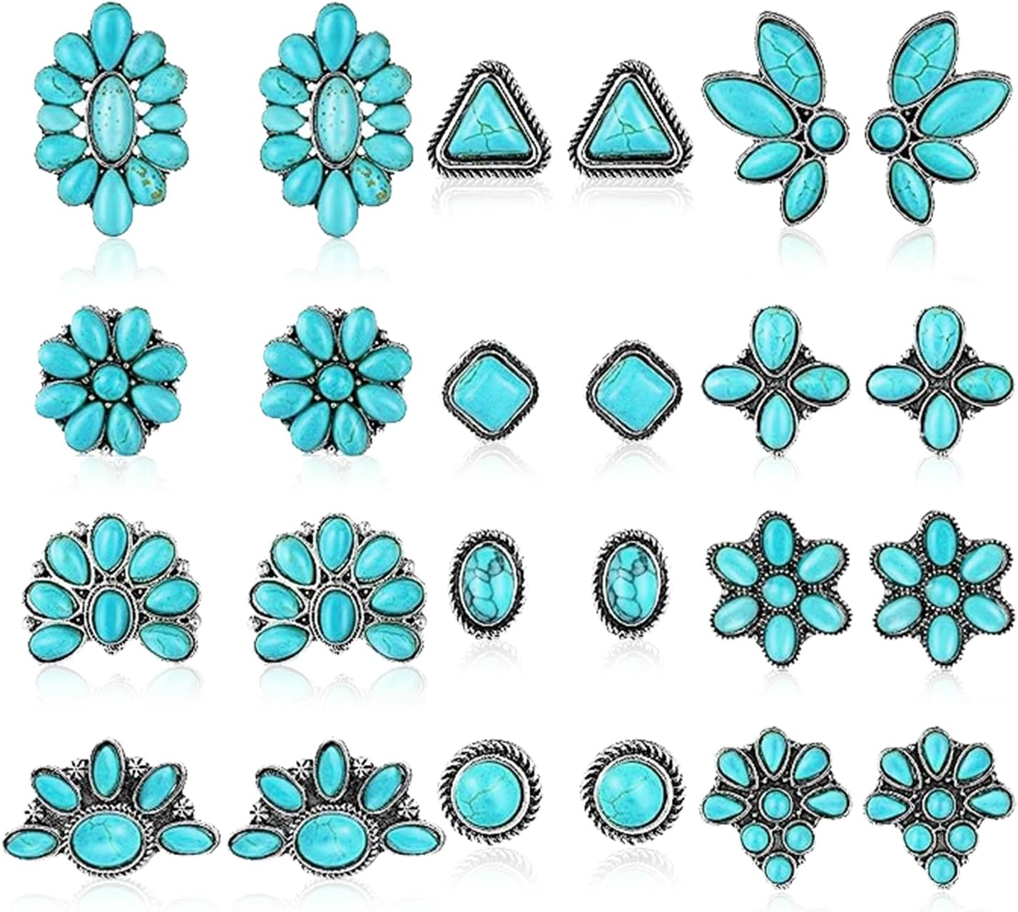 Rionaty 12 Pairs Turquoise Stud Earrings Set Boho Turquoise