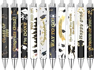 Idealmuzik Graduation Ballpoint Pens Set, 10 Pack Inspirational Graduation Theme Pens for Students, Teachers & Graduates, Smooth Writing Pens for School, Journaling, Party Favors & Teacher Gifts