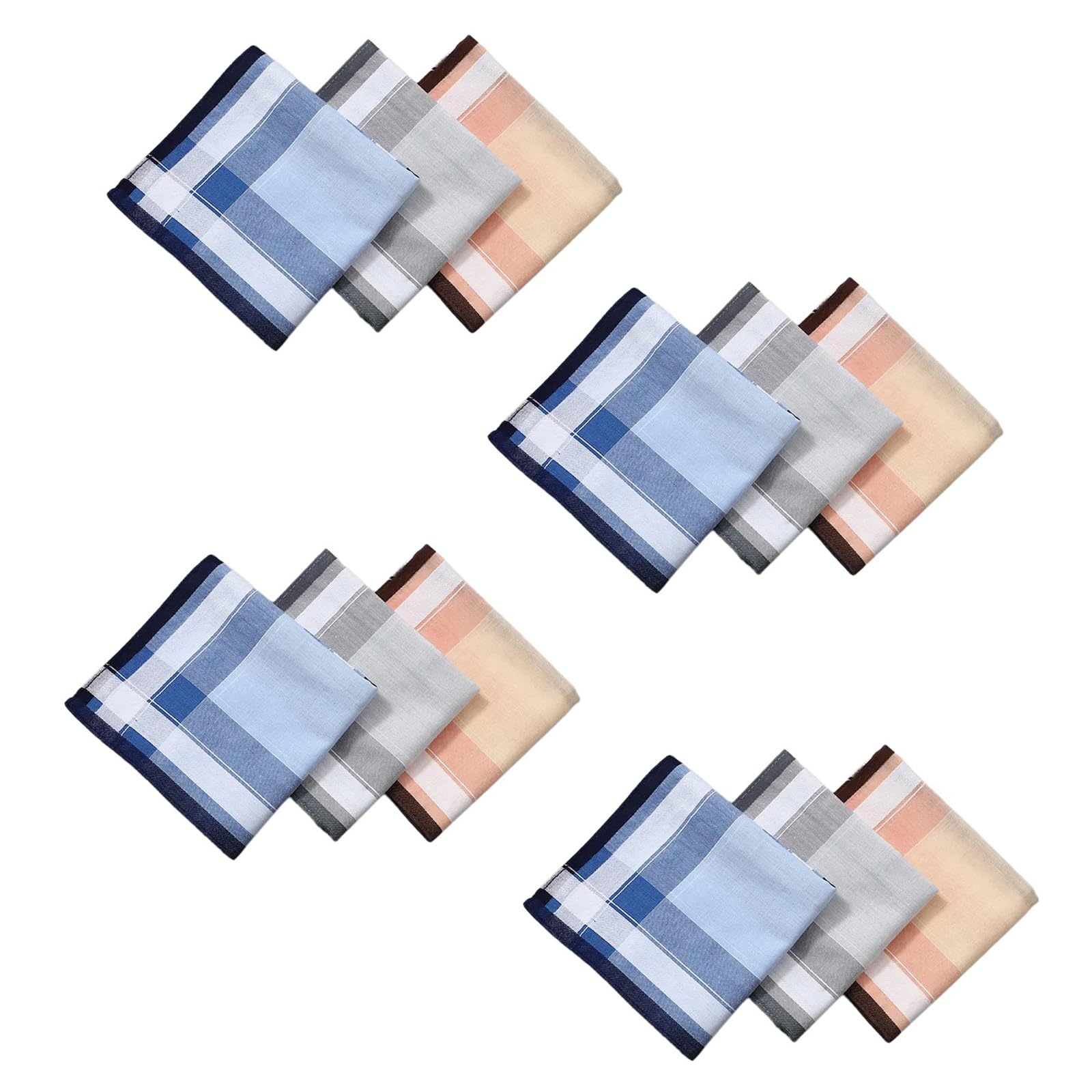 Fentency Square Bandanas Handkerchief Set of 12 Pocket Hankie Towel Sweat Wiping Big Bandanas for Adult Business Square Pocket