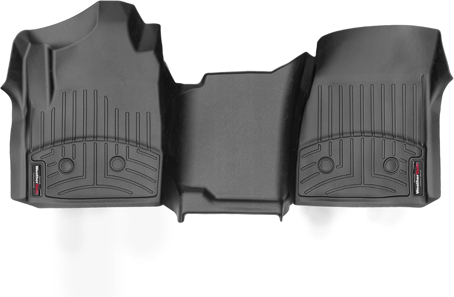 WeatherTech Custom Fit FloorLiners for GMC Sierra 2500HD / 3500HD, Sierra 2500HD / 3500HD, Silverado 2500HD/3500HD - 1st Row - Over The Hump (449531V), Black