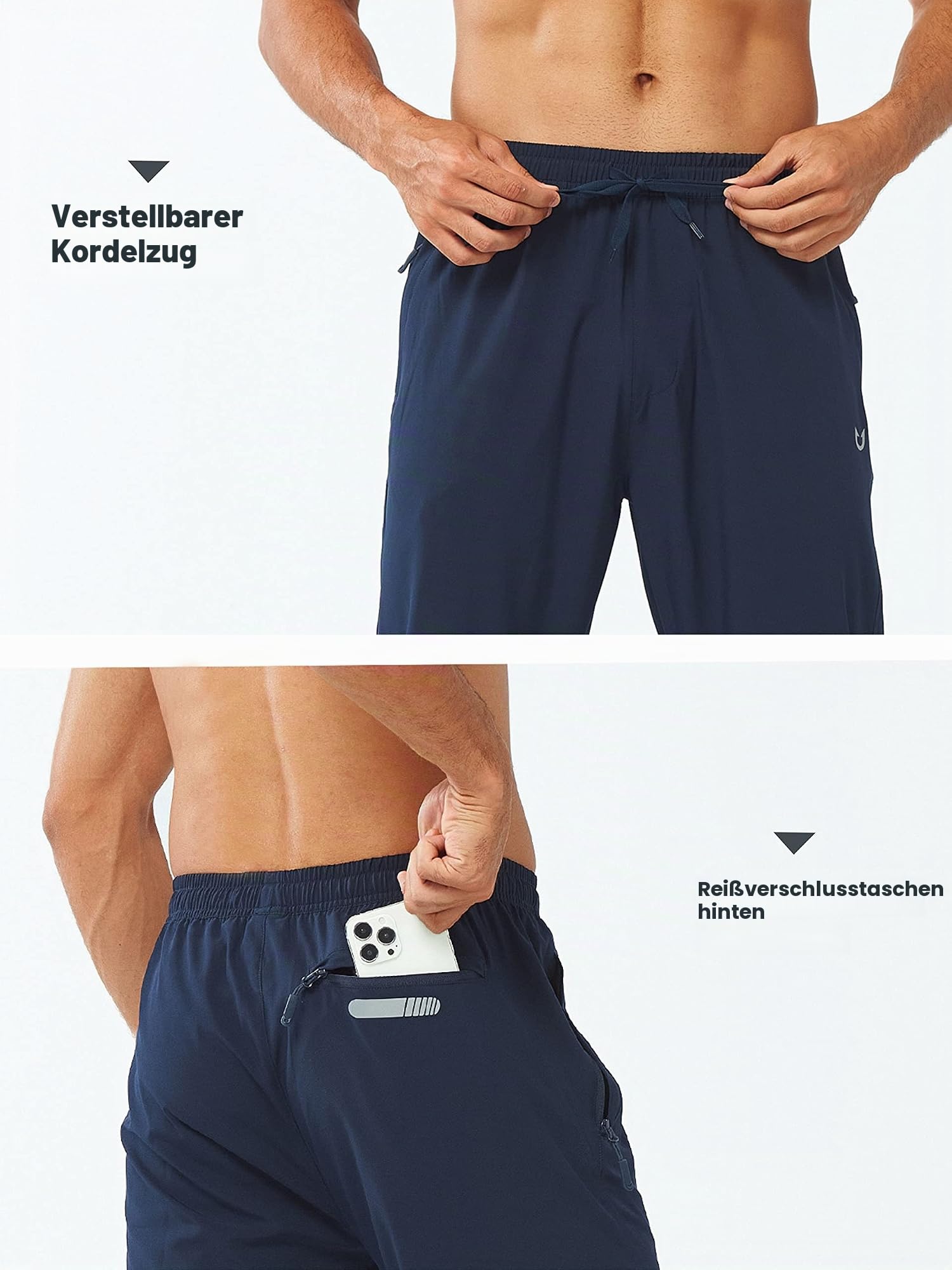 NORTHYARD Jogginghose Herren Sporthose Herren Lang Leichte Schnelltrocknend Trainingshose Freizeithose Laufhose für Fitness Sport mit Reißverschlusstaschen Navyblau L