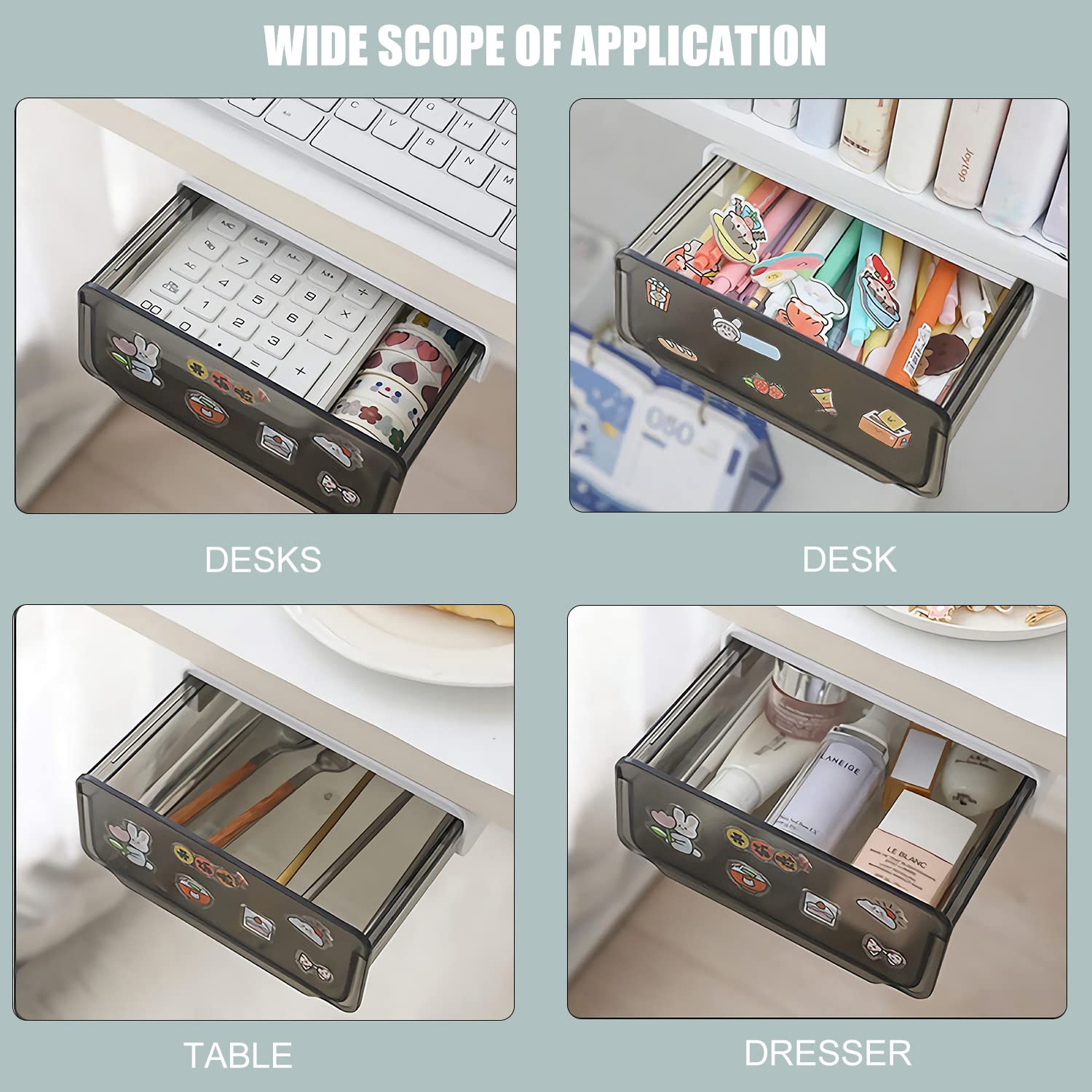 Tiroir De Bureau à Suspendre Sous Le Bureau, Tiroir Coulissant En Métal