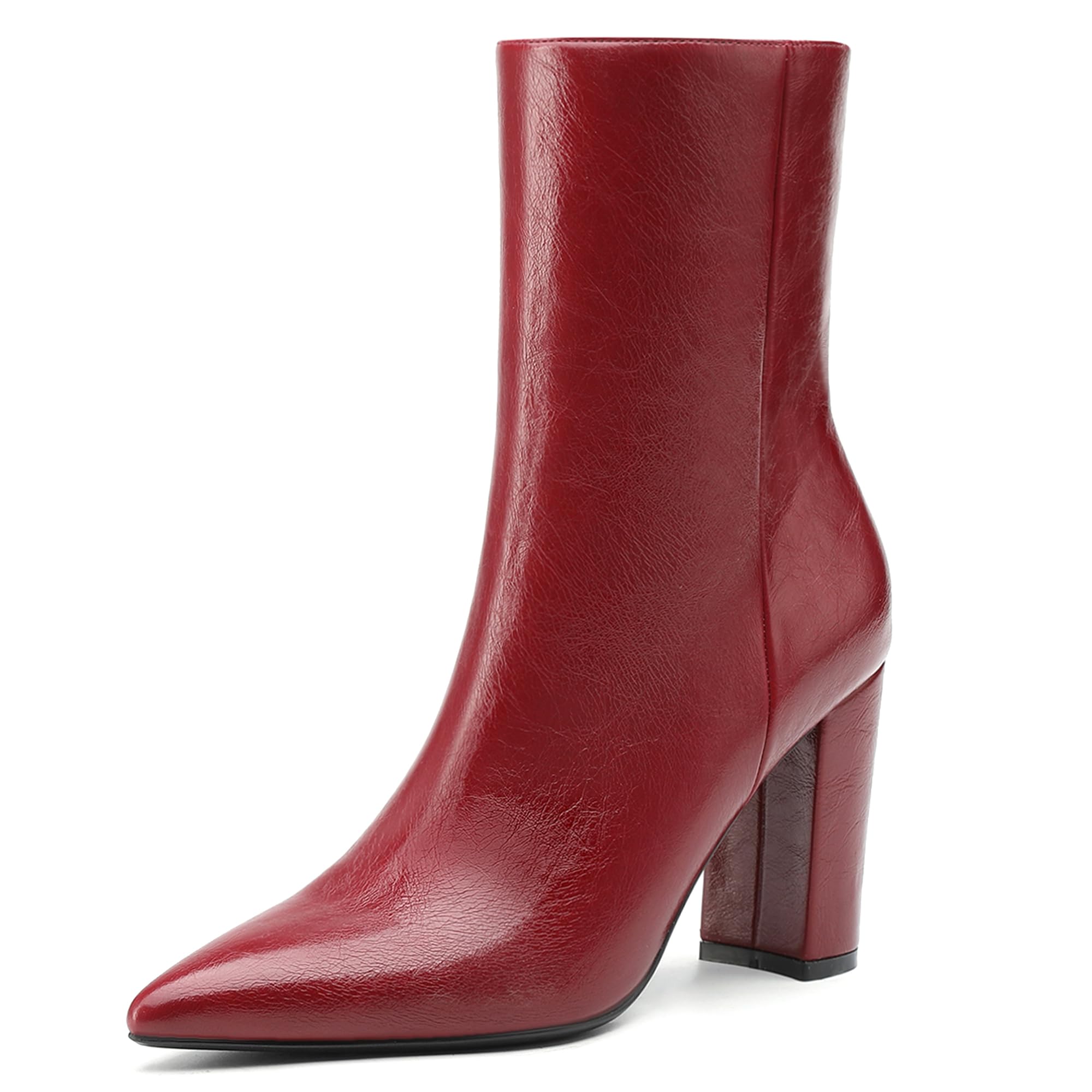 NEWBELLA Womens British Style Ankle Boots - Fashionable Vegan Leather Short Boots Versatile Chunky Heel Booties for Everyday