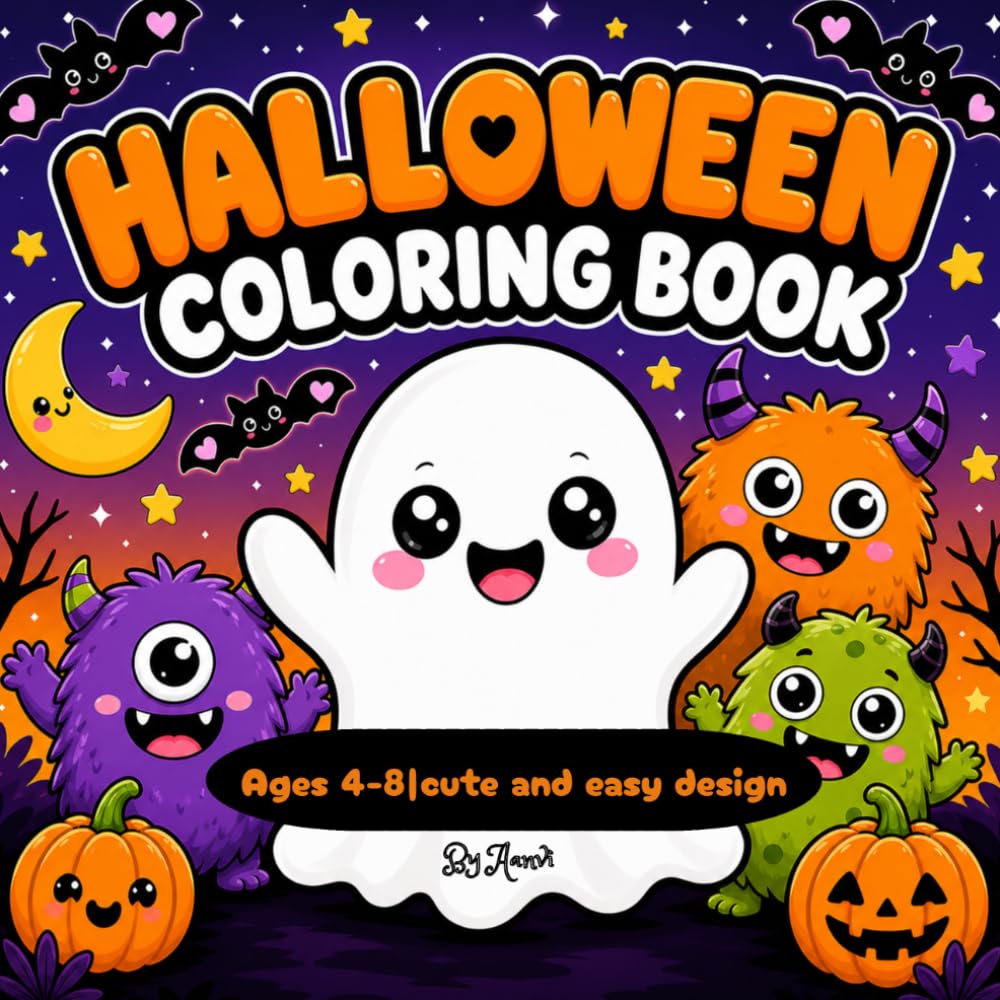 Creepy Cute Halloween Coloring Book for Kids Ages 4–8: Adorable Kawaii Ghosts, Silly Monsters & Friendly Spooky Fun | Easy and Simple Coloring Pages for Toddlers and Kids