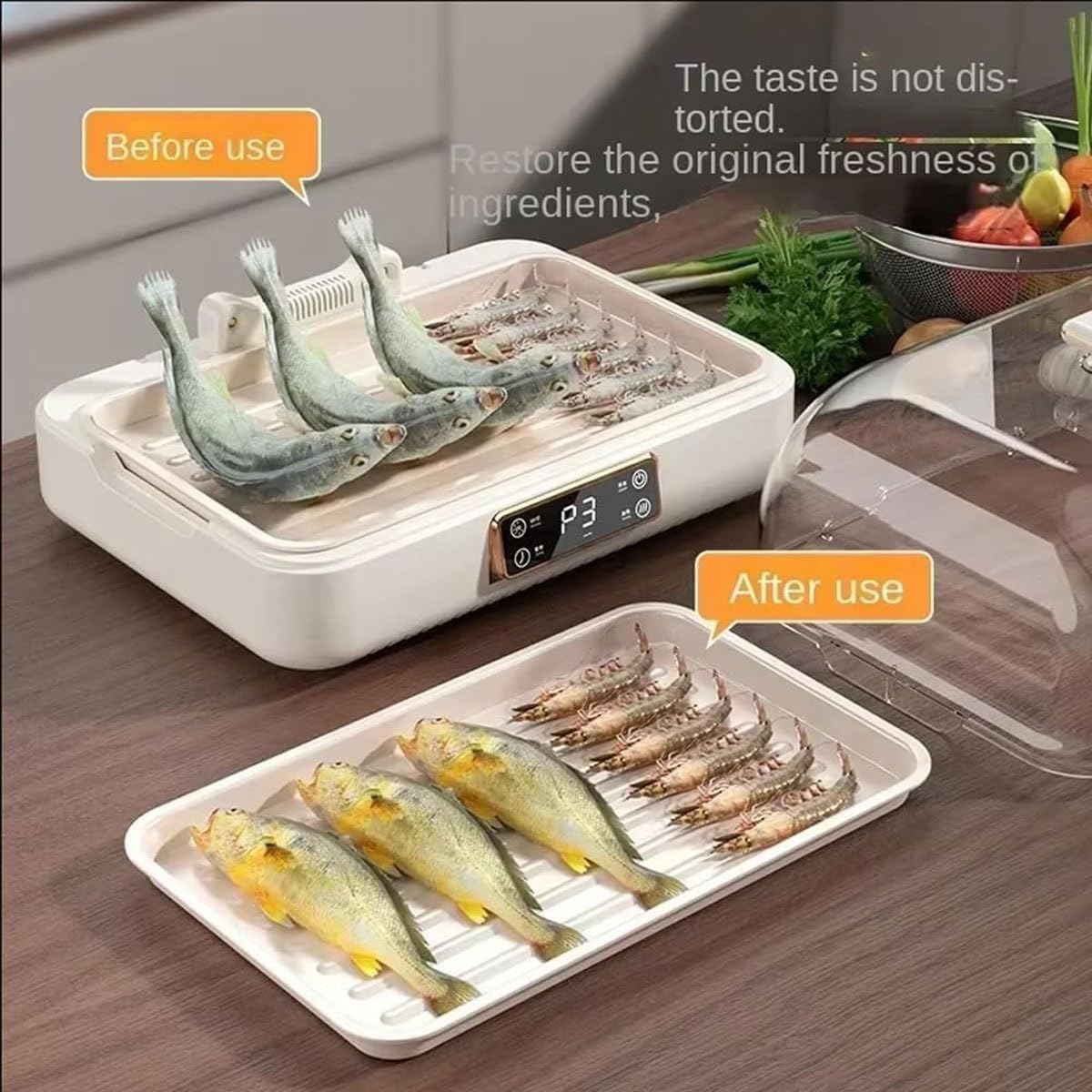 Scatola elettrica per scongelare la carne da 100 W, contenitore intelligente per lo scongelamento di alimenti surgelati, vassoio per scongelare la carne da 8 litri con regolazione
