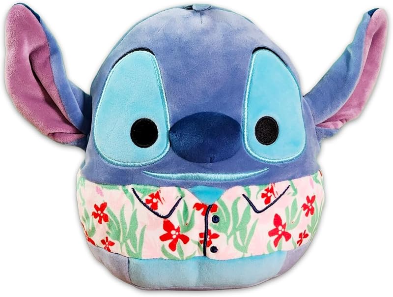 Paquete de almohadas Stitch Squishmallows - Almohadas de felpa Squishmallows de 8" con puntada en camisa hawaiana | Juego de decoración de dormitorio Disney de 8"