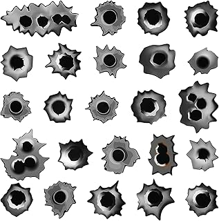 Jutom 24 Pcs Bullet Hole Cruise Door Decorations Fake Magnetic Bullet Hole Decals Car Magnets Magnetic Stickers for Car Refrigerator, Crime Scene Game Prop, Western Party Supplies