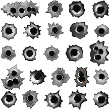Jutom 24 Pcs Bullet Hole Cruise Door Decorations Fake Magnetic Bullet Hole Decals Car Magnets Magnetic Stickers for Car Refrigerator, Crime Scene Game Prop, Western Party Supplies