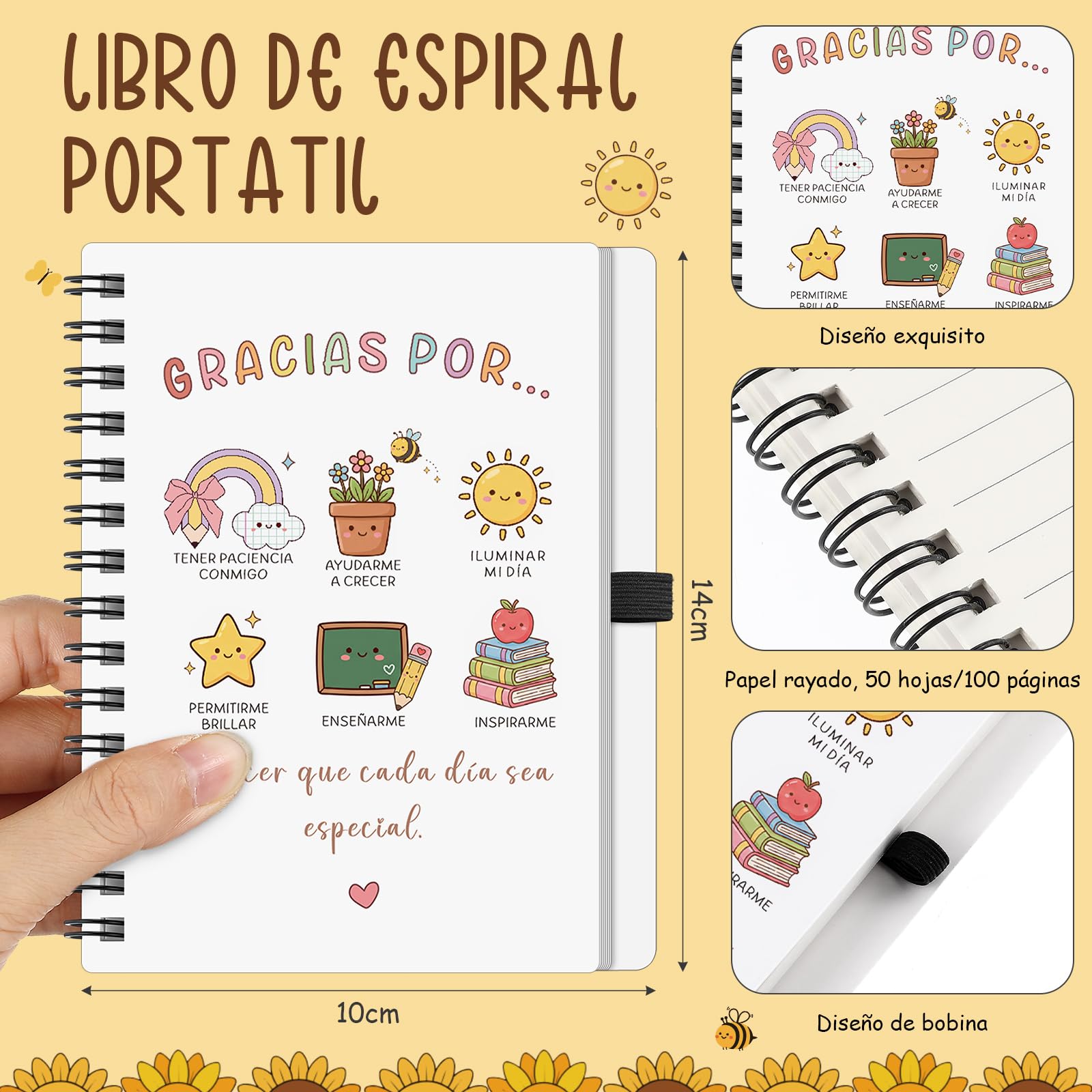 BBTO 4 Piezas Regalos para Profesores Maestra Llavero Bolígrafo Bolsa de Maquillaje Arcoíris y Cuaderno para Día del Maestro Despedida Cumpleaños Agradecimiento Graduación Fin de Semestre(Arcoíris)