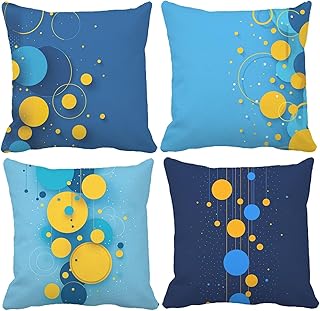 Azul Cojines Sofa Color Sólido Fundas Cojines 65x65cm (Juego De 4) - Impermeable Estilo Bohemio Cojine Decorativos Lino con Cremallera Invisible Cojin Sofa para Sala Estar Jardín Coche Regalo 6L-354