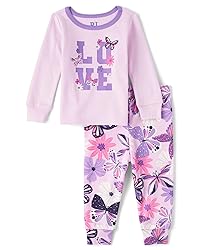 The Children's Place Baby Girls' and Toddler Long Sleeve Top and Pants Snug Fit 100% Cotton 2 Piece Pajama Sleepwear Set