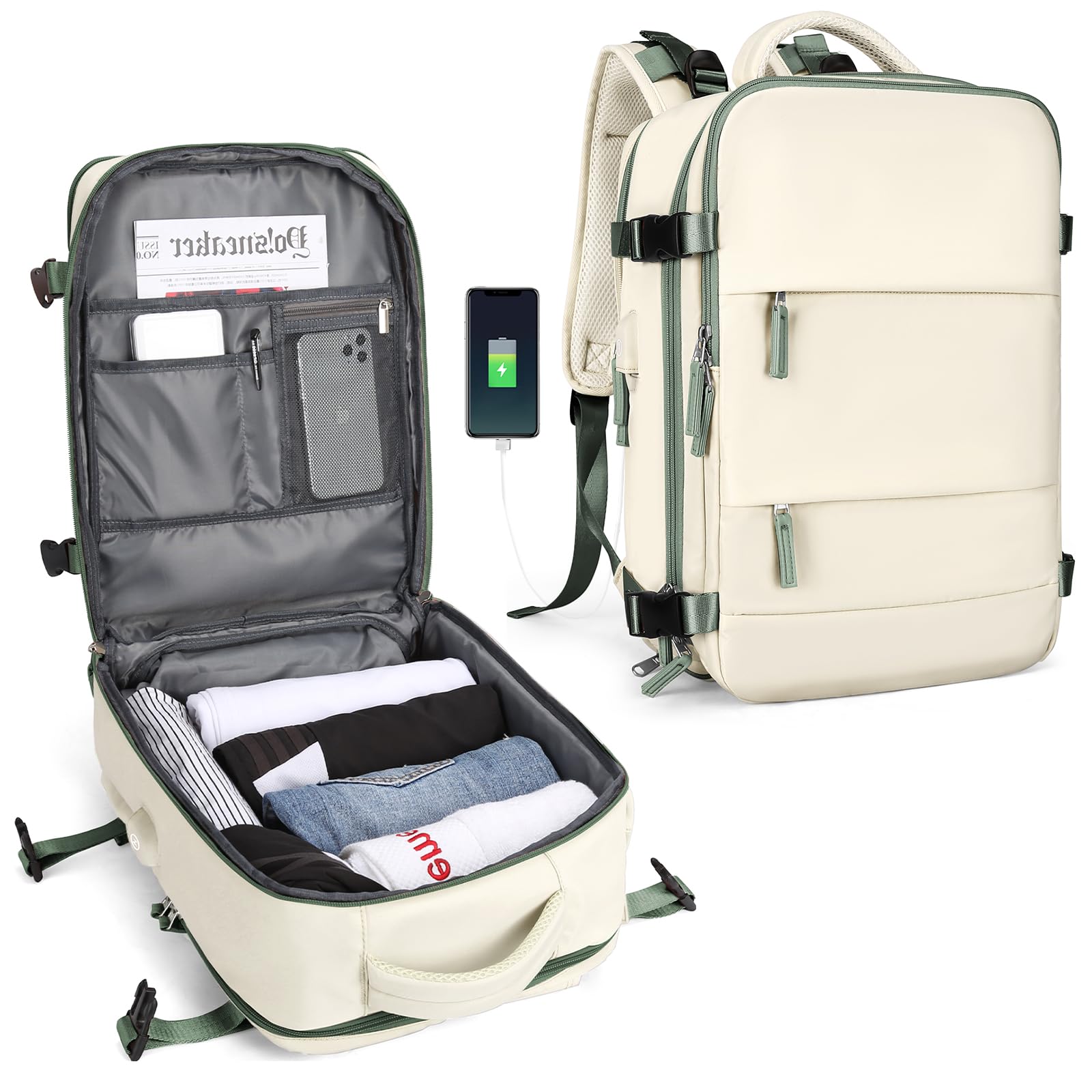 SZLX Zaino da viaggio grande da donna da viaggio zaino da escursionismo sportivo da esterno impermeabile zaino da scuola casual laptop da 14 pollici con porta di ricarica USB scomparto per scarpe