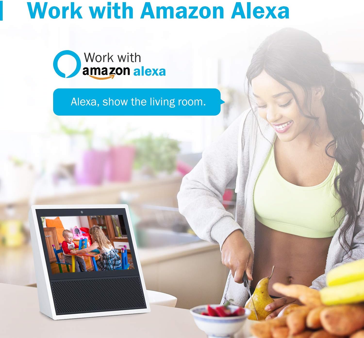 ANNKE 1080P IP Camera, Smart Wireless Pan/Tilt Home Security Camera, APP Alarm Push, Two-Way Audio, Support 64GB TF Card, Cloud Storage Available, (Echo Show/Echo Spot)Work with Alexa