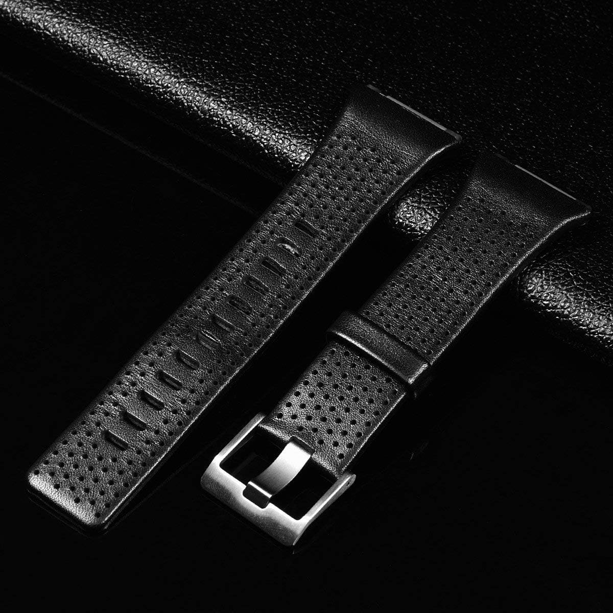 CAGOS Compatible with Fitbit Ionic Bands Men Women, Breathable Genuine Leather Straps Replacement Accessories Wristbands for Fitbit Ionic Smart Watch (Black Small(5.5''-6.7'')) : Electronics