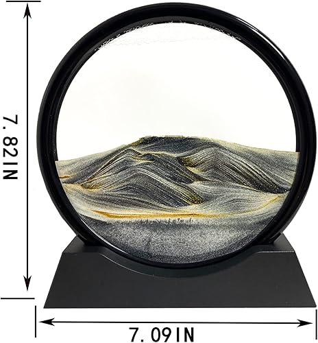 Miniatura 2 de SANDCLE Cuadro artístico de arena en movimiento  Arena de movimiento líquido 3D de mar profundo, marco de vidrio redondo, juguete relajante para