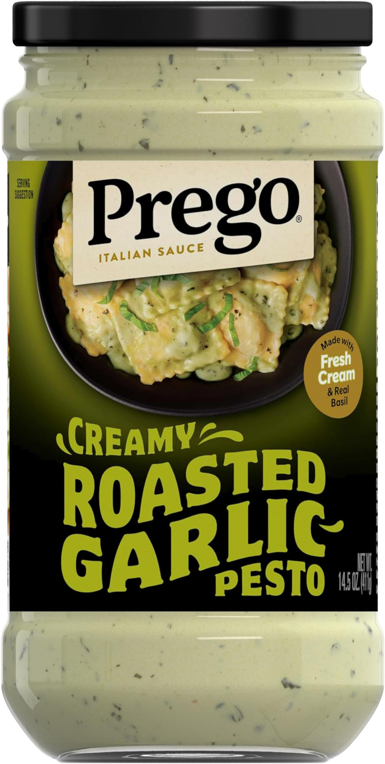 Prego Creamy Roasted Garlic Pesto Pasta Sauce, 14.5 oz Jar
