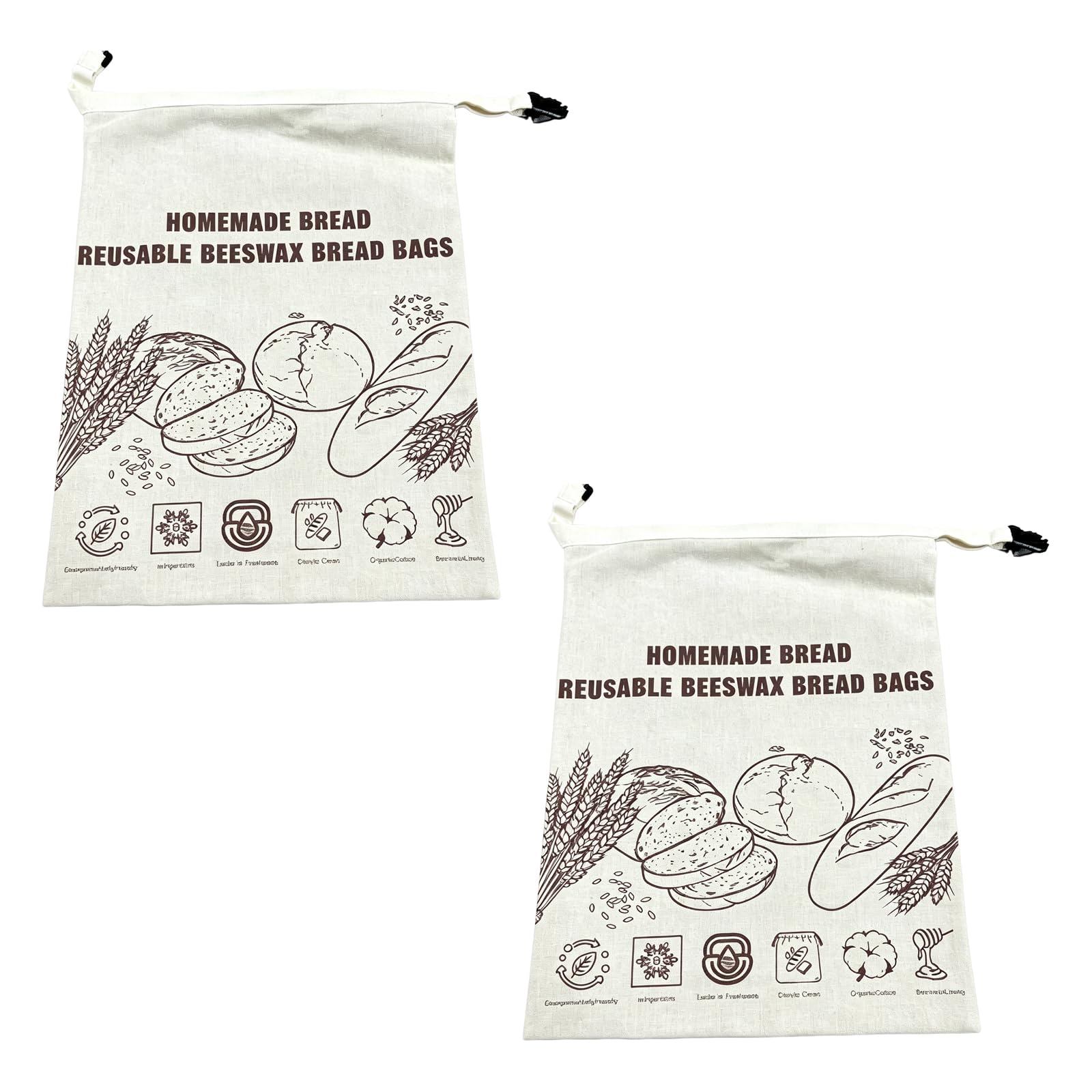 Borsa portapane riutilizzabile in tessuto cotone 33 x 43 cm Organizzatore da bancone da cucina per panettieri domestici Borsa portapane da bancone Borsa portapane in cotone Custodia per pane da