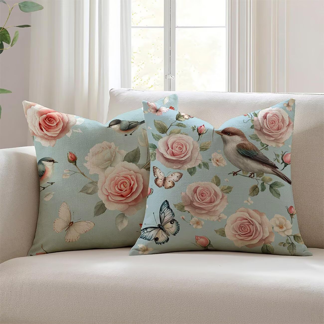 Housse de coussin extérieur imperméable 26x26 pour canapé salon de jardin en lin déperlant