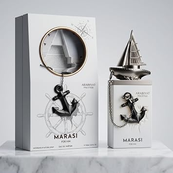 ARABIYAT PRESTIGE Marasi for Him Eau de Parfum, Woody Ozonic Cologne, Lavender, Spice and Patchouli, 3.4 Fl Oz Spray