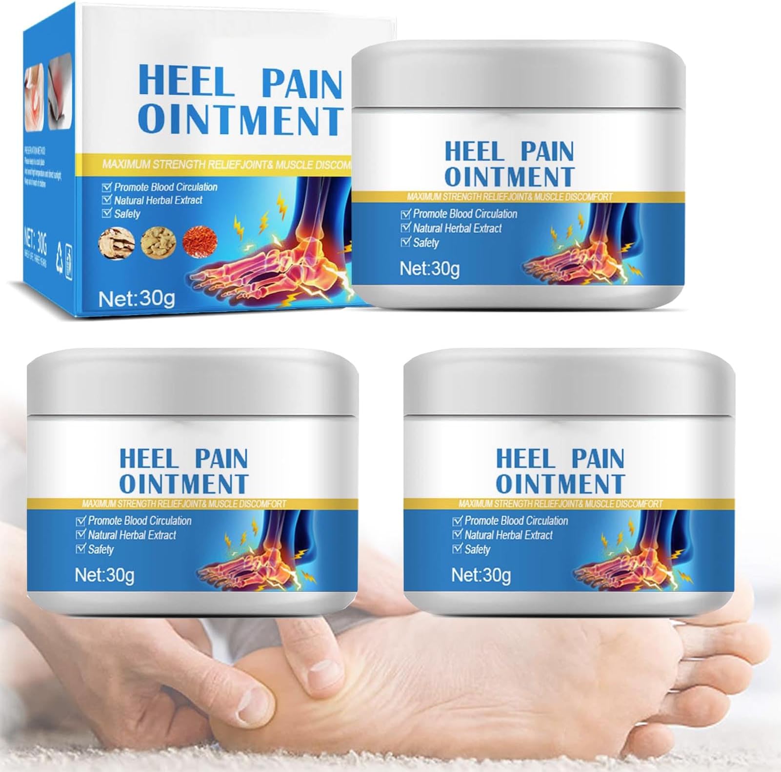 Heel Pain Cream, Fast Effect Heel Pain Relief Cream, Soothe & Relieve (3)