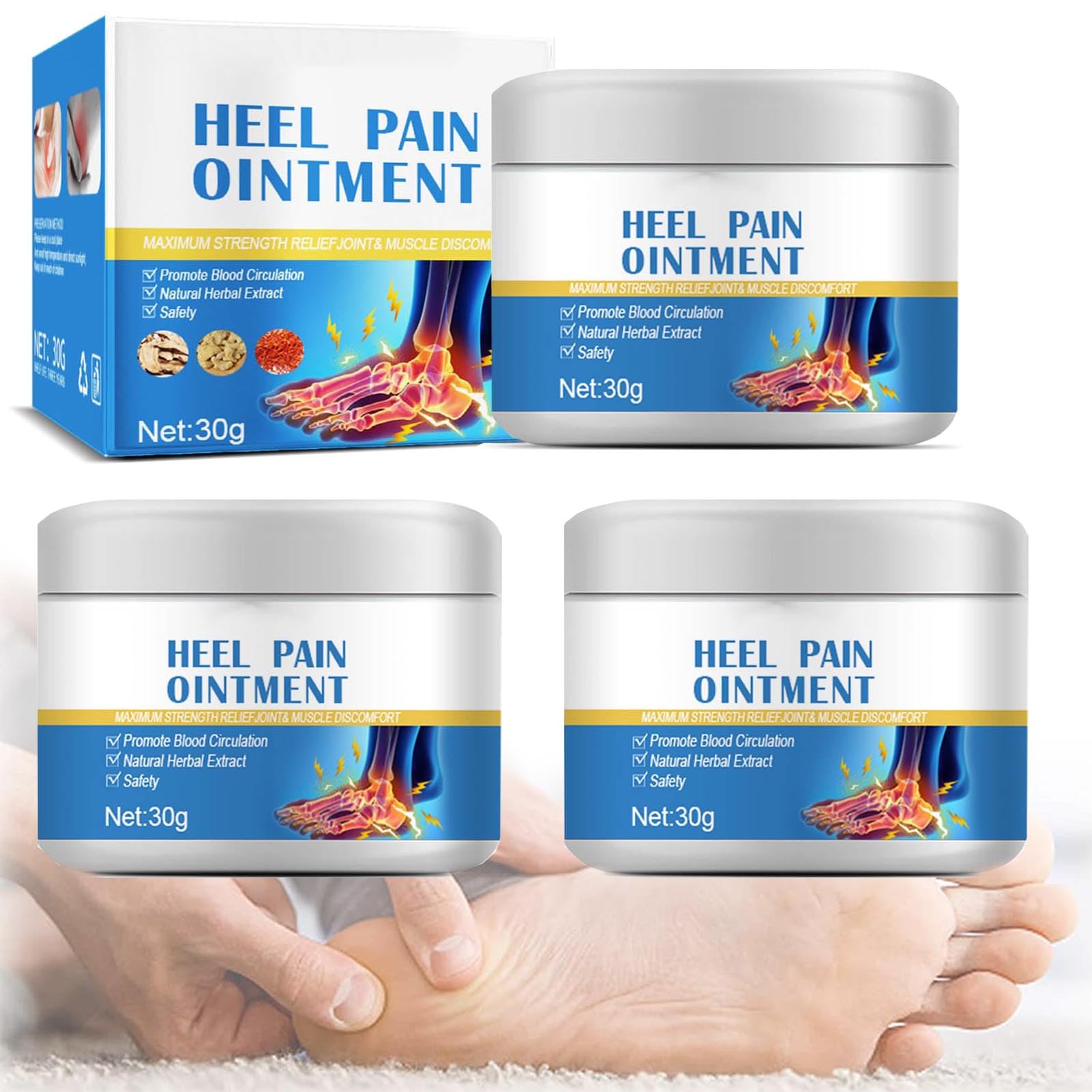 Heel Pain Cream, Fast Effect Heel Pain Relief Cream, Soothe & Relieve (3)