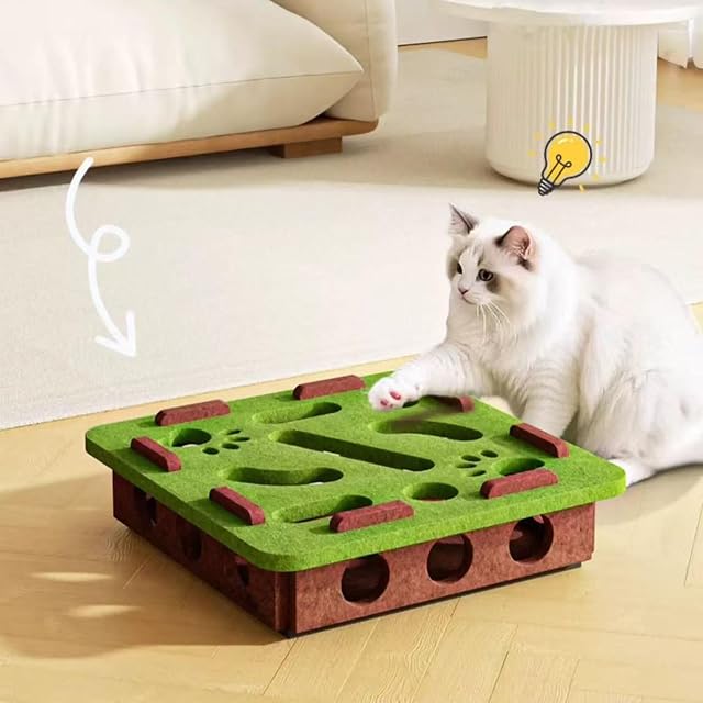 Foto 6 de 8 de HTU Juguete Interactivo para Gatos Caja de enriquecimiento y Rompecabezas con 3 Bolas y Lima de uñas