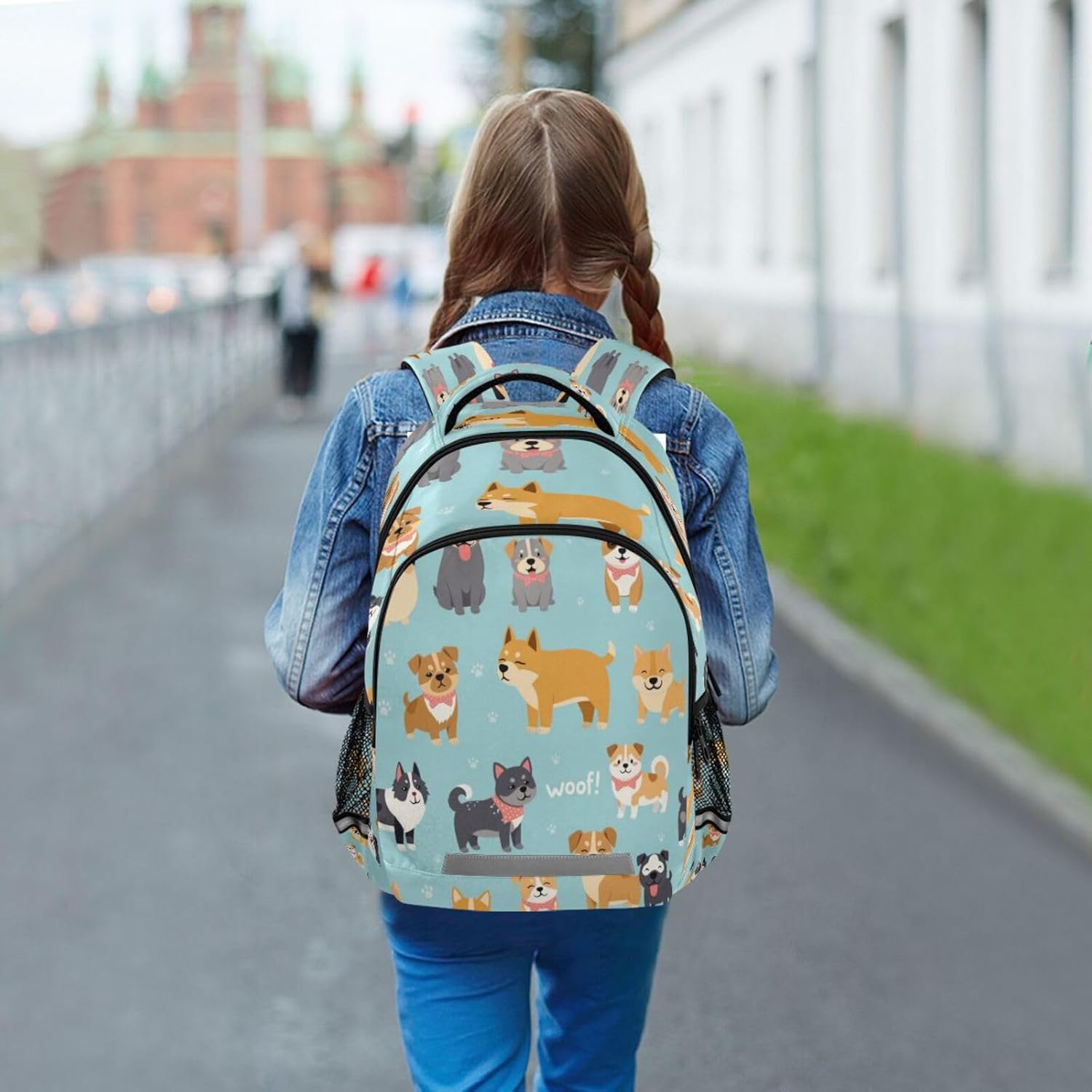 Kcldeci Cute Doodle Different Dog Breeds Kids Backpack Elementary Backpacks Girls Boys School Bag Bookbag Daypack Travel Bag Rucksack