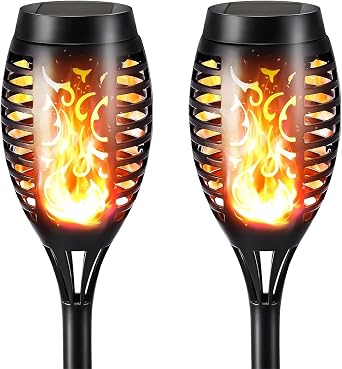 Mateju Solar Lights Outdoor Garden Stake, Garden Lights Solar Powered Waterproof LED Stake for Pathway Lighting Yard Lawn Landscape Patio Decoration Flame Effects,2 Pieces [Energy Class G]