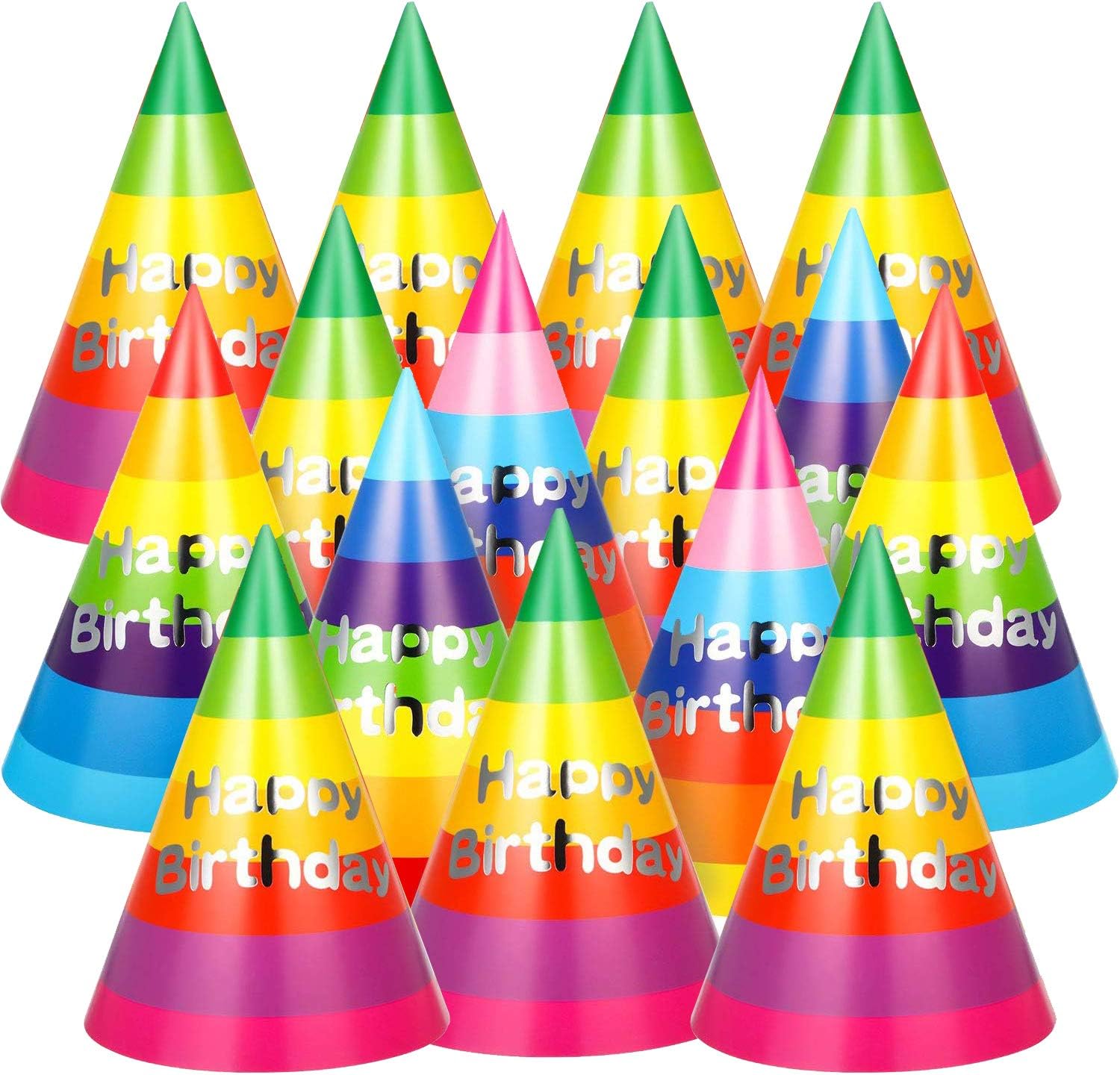 Rocutus30 Piece Rainbow Birthday Party Hats - Cone Hats Art Craft Caps for Kids & Adults