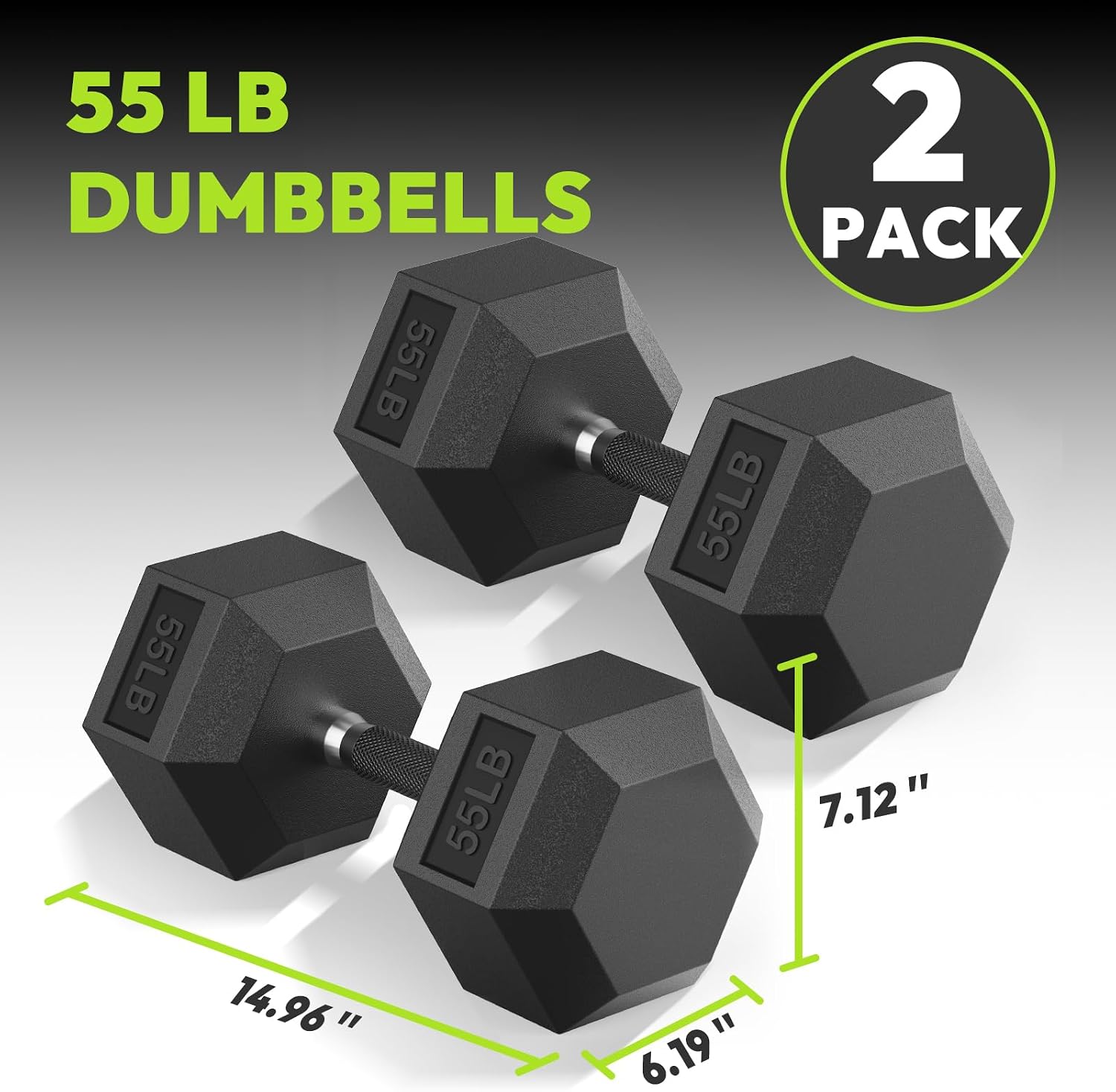 HANDBODE Hex Dumbbell 30-570 lb Dumbbell set, Rubber Encased Exercise & Fitness Dumbbells, Hand Weight for Strength Training
