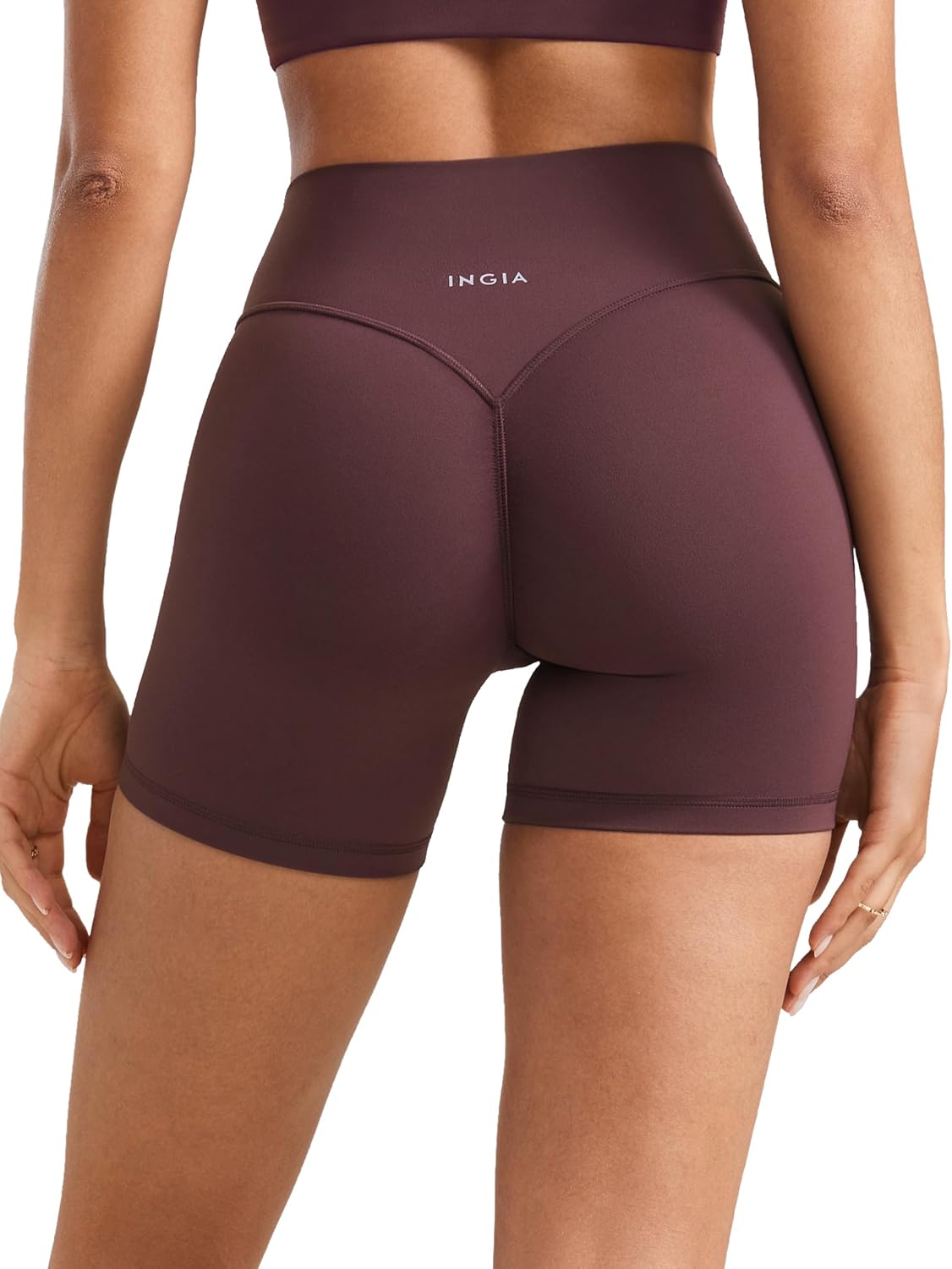 Womens High Waist No Front Seam Scrunch Butt Biker Shorts 5 Inches V-Back Scrunch Booty Gym Workouts