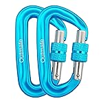 Outmate 12kN 3.2x2 Heavy-Duty Carabiner Clips - Durable, Lightweight Aluminum Alloy Carabiners for Hiking, Camping, Keychains, Dog Leashes, Hammocks & More(Screw gate,2 Cyan)