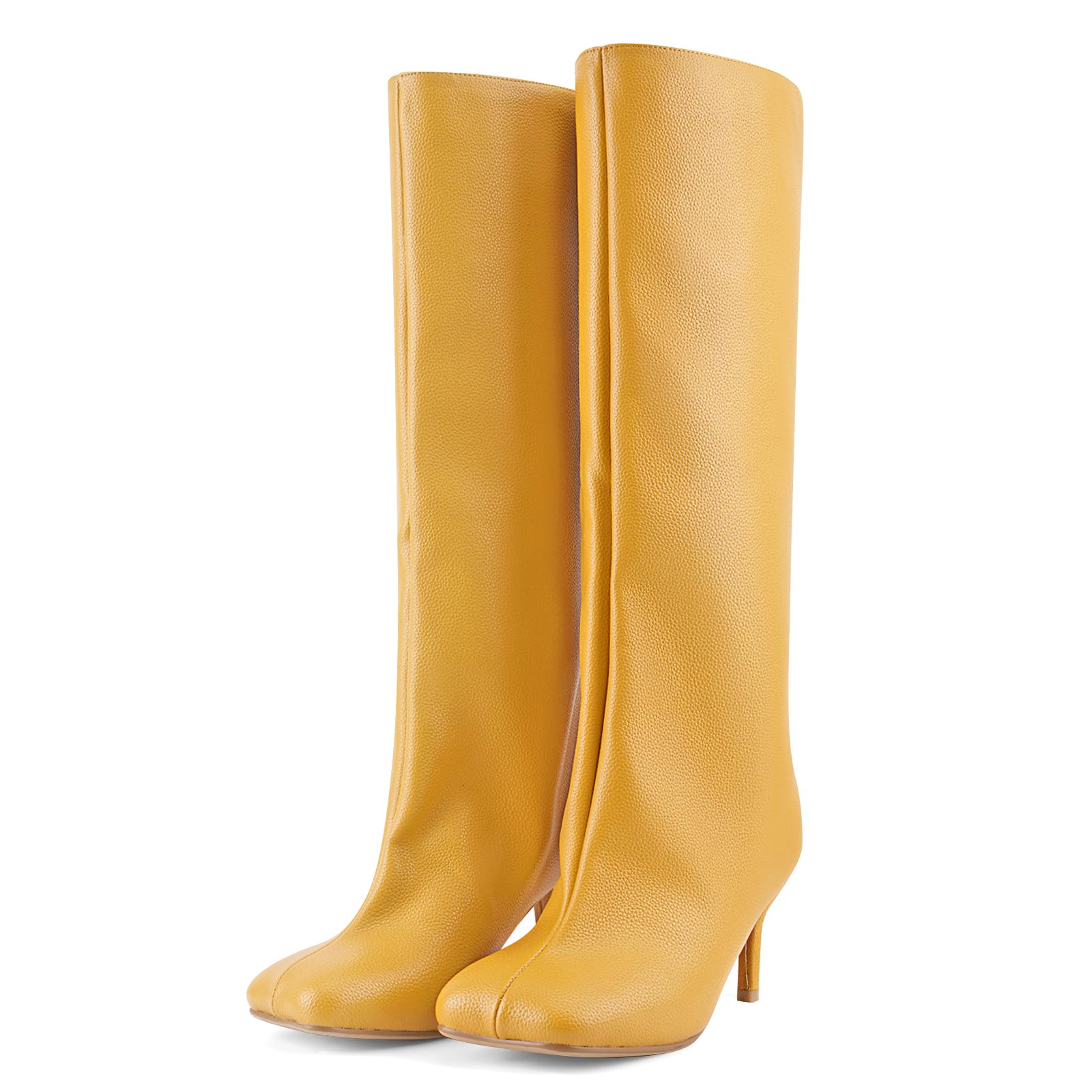 VOZTOLLS Women's Knee High Suede Boots for Women Wide Calf Square