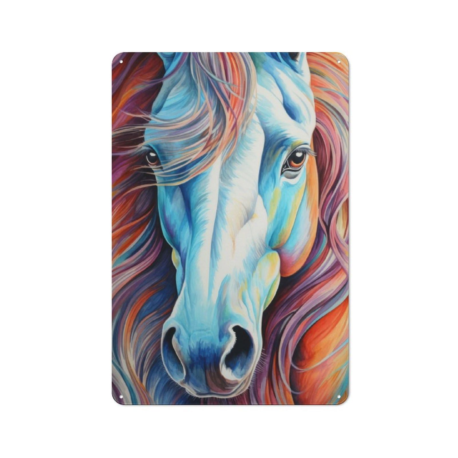 Junmoney Horse Close Up Portrait Tin Wall Plaque 30X20cm With For Garage Or Workshop, For An Autumn Wall Display In Garage And Workshop