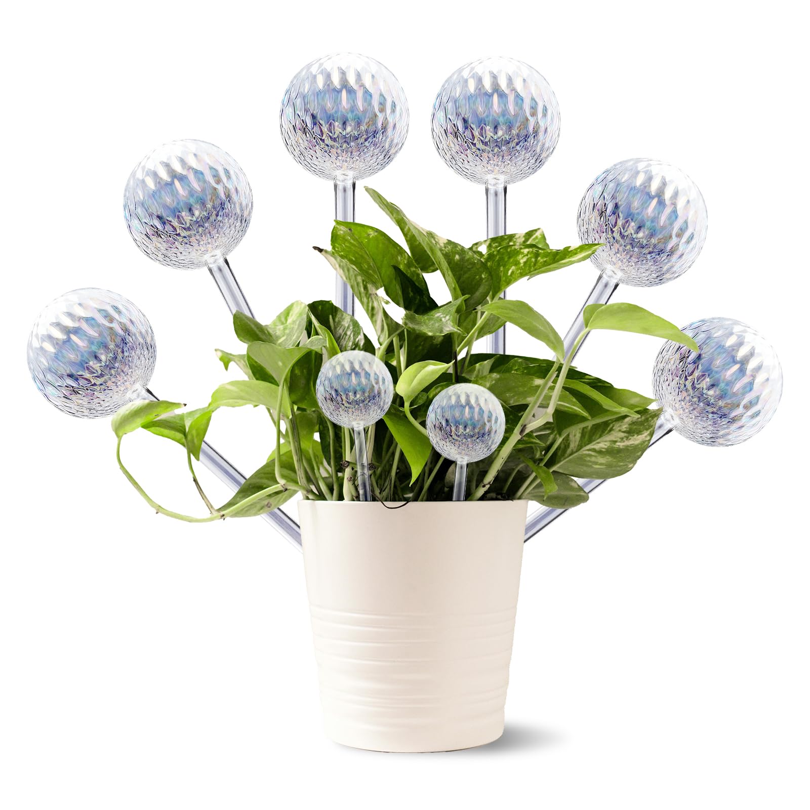CHSEEO Plant Watering Globes Devices 6 Pcs Fish Scale Iridescent Bulbs, 5-Days Self Watering Spikes for Indoor Outdoor Pots, Small House Plant Irrigation System Drip Feeder, Automatic Glass Waterer
