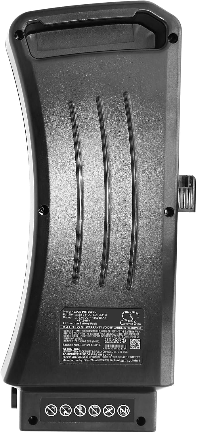 11600mAh Battery for Prophet EAlu City Comfort, Alu-City Comfort Plus, Didi-Thurau Edition, Model 2015: 52385, 2015: 52395, 2015: 52455, Navigator,Navigator 1.5, Navigator 3.0, SDI Side-Click 36V