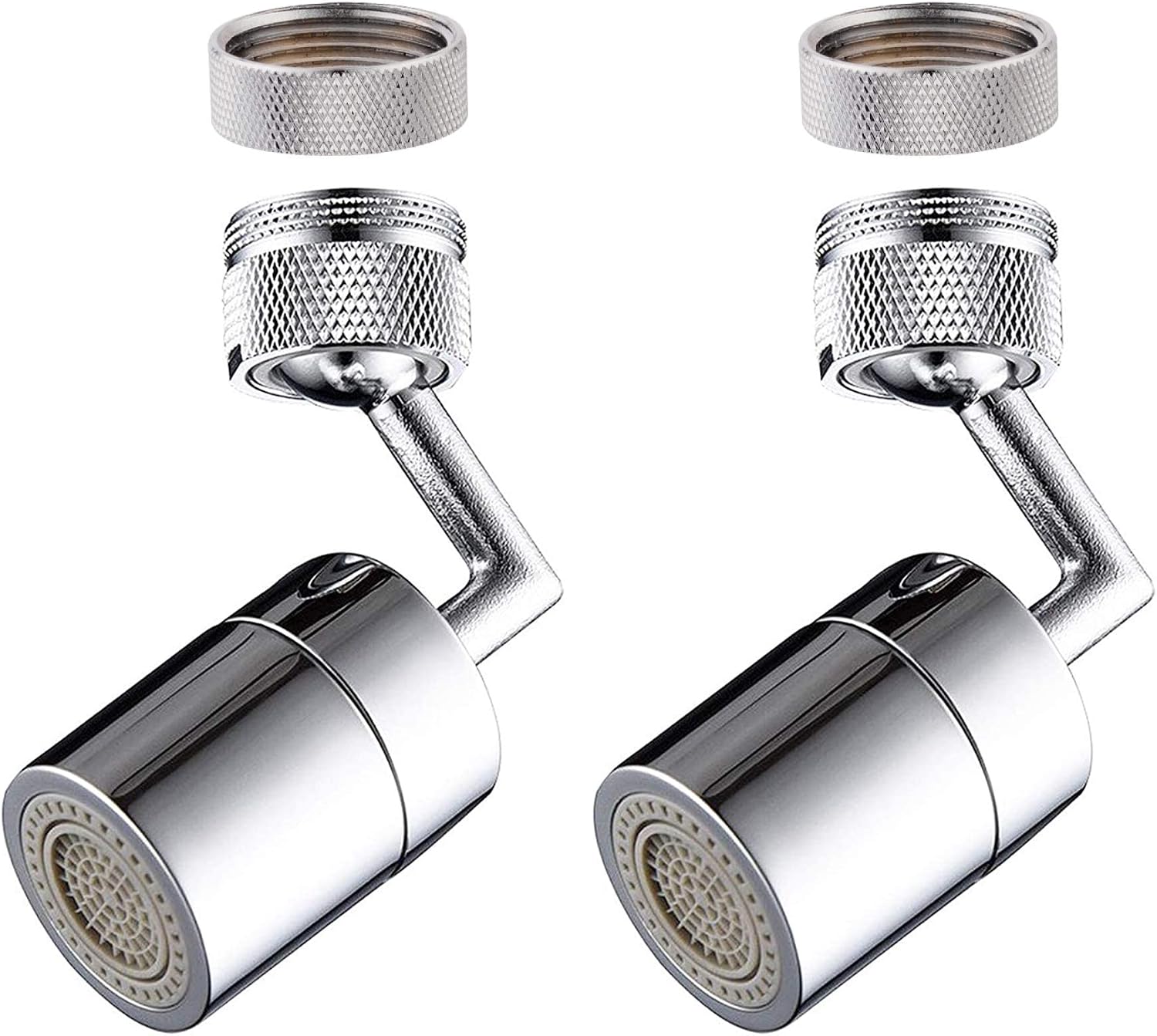 2 Pack Sink Faucet Aerator, 360 Degree Big Angle Swivel Aerator Dual Water Flow Modes, Kitchen Faucet Aerator, Tap Aerator Sprayer Attachment for Bathroom/Chrome Finished-15/16 Inch-27UNS Male Thread