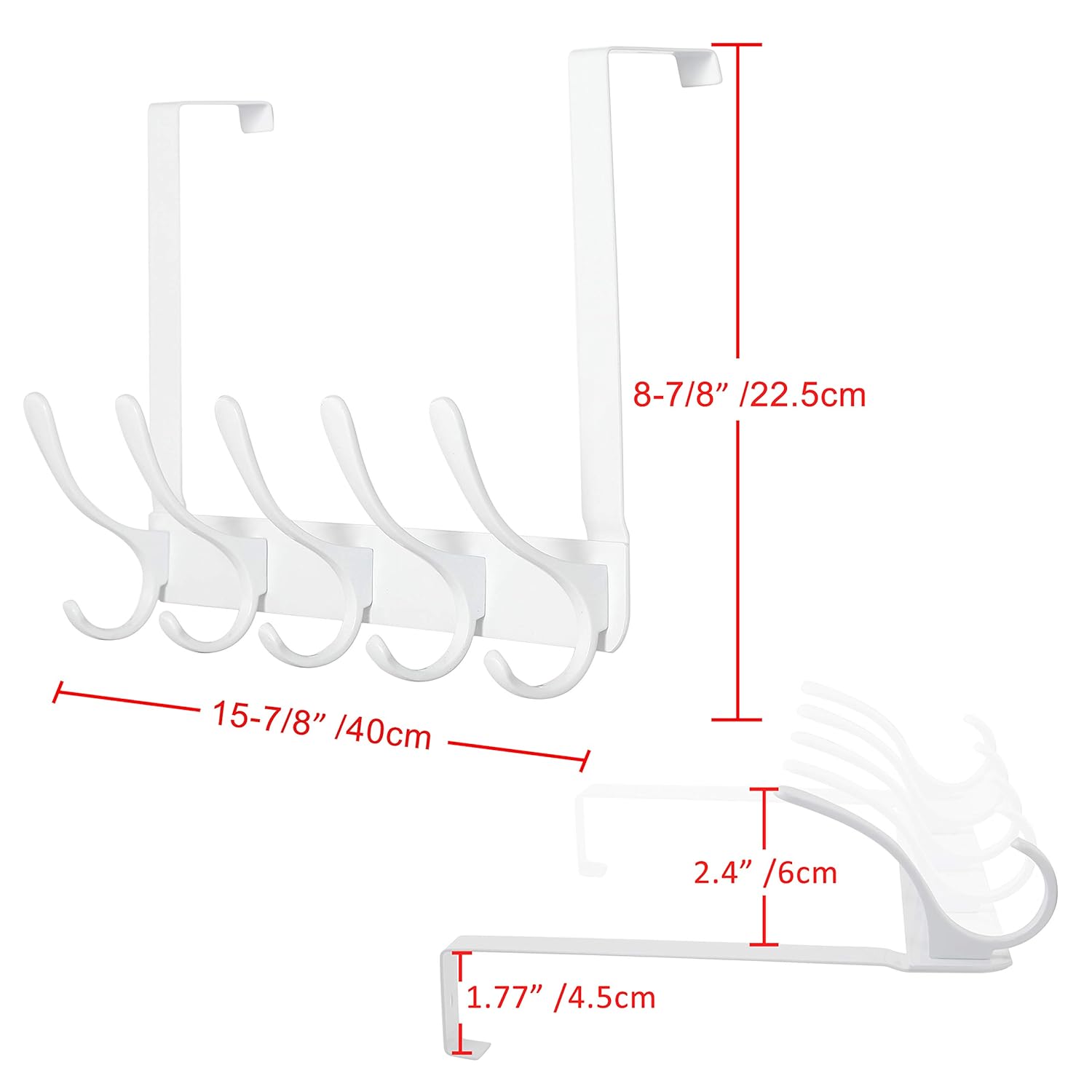 SKOLOO Over The Door Hook, Coat Hooks for Hanging Clothes Towels, Coats, Hats, Over The Door Towel Hook, Pack of 2, White - Image 3