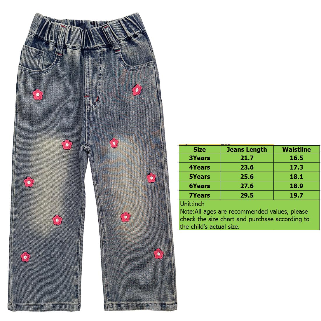 Peacolate 3-7T Frühling Herbst kleine Mädchen 2pcs Kleidung Set Strickpullover und bestickte Jean... Ansicht 5