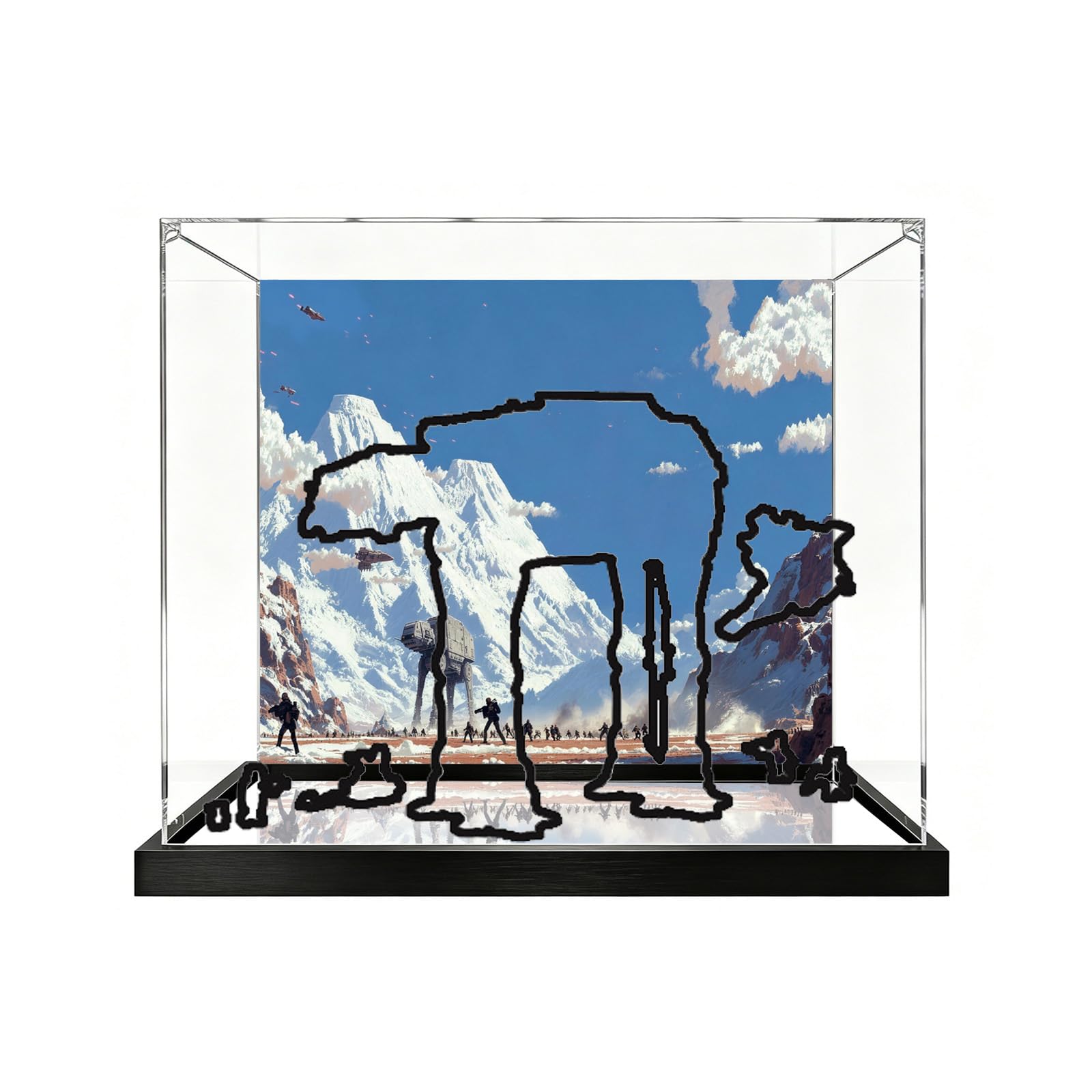Clear Acrylic Display Case for Lego 75454 Model (Mirror Base+Background B)