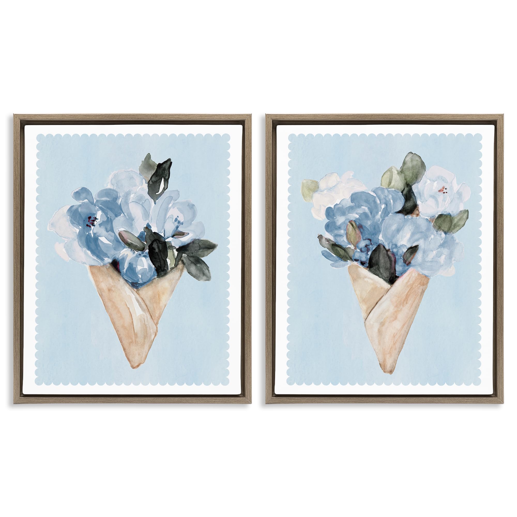 'Blue Flower Gift Bouquets'| 2pc Floating Frame Art Set 2