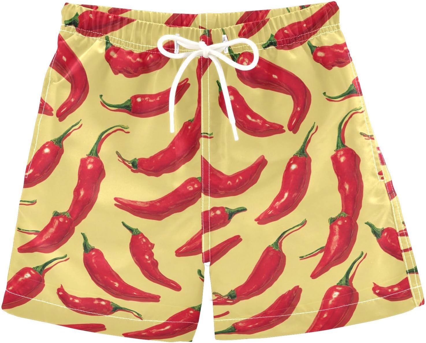 Red Spicy Chili Pepper Boys Swim Trunks Vegetables Summer Toddler Beach Board Shorts Kids Swimsuit Swimwear M