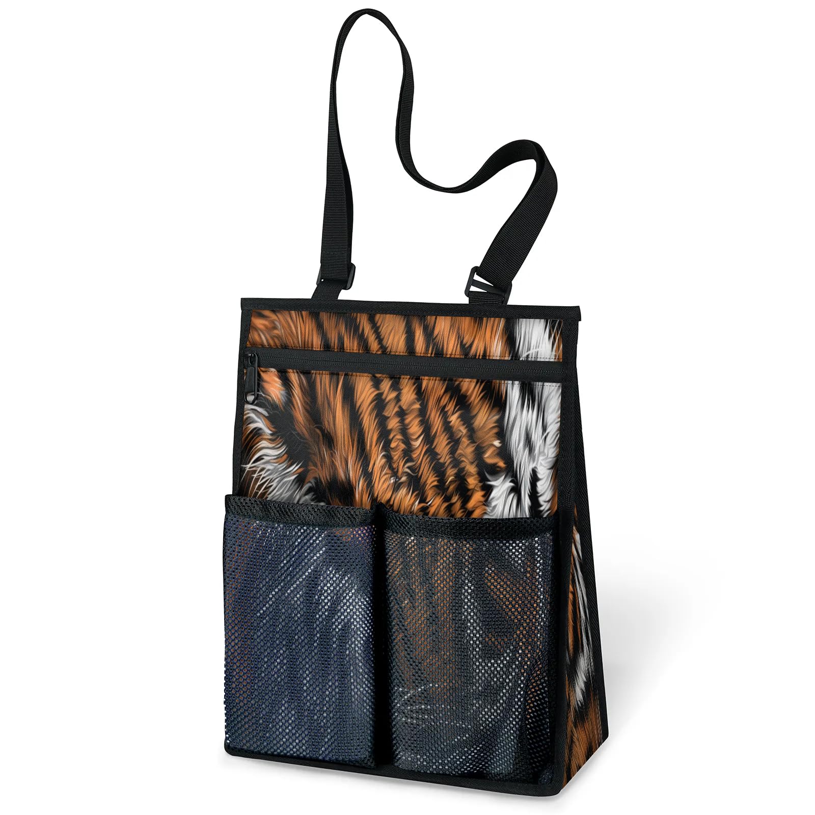 Ourtheme Tigers Pattern Portable Shower Bag for Travel Gym Camp Beach Tote Shower Caddy Bags Hanging Toiletry Organizer