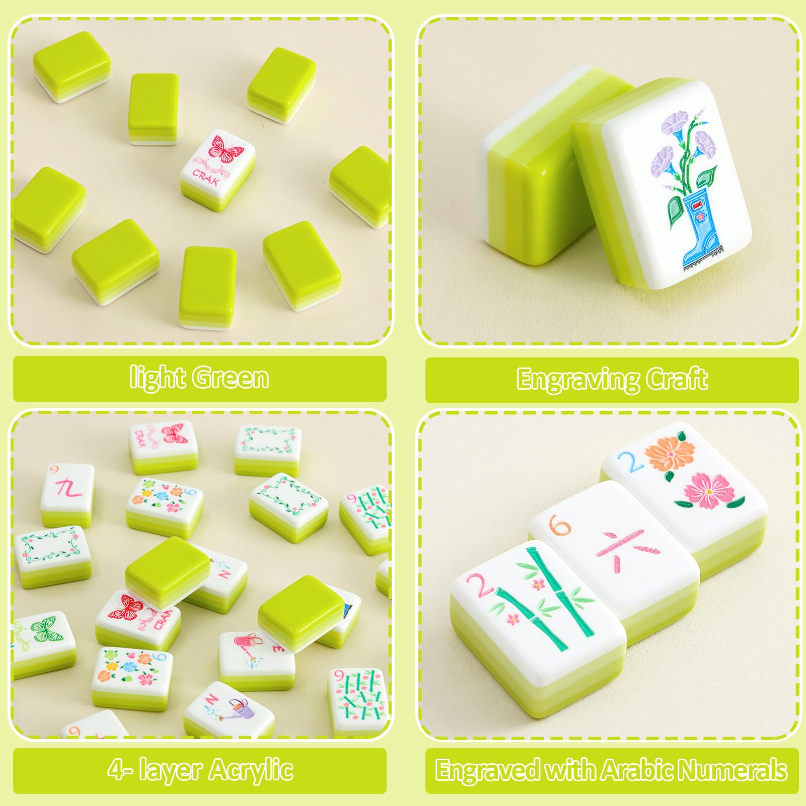 Amazon.com: 2026 American Mahjong Set Complete, 4-Layer 160 Green