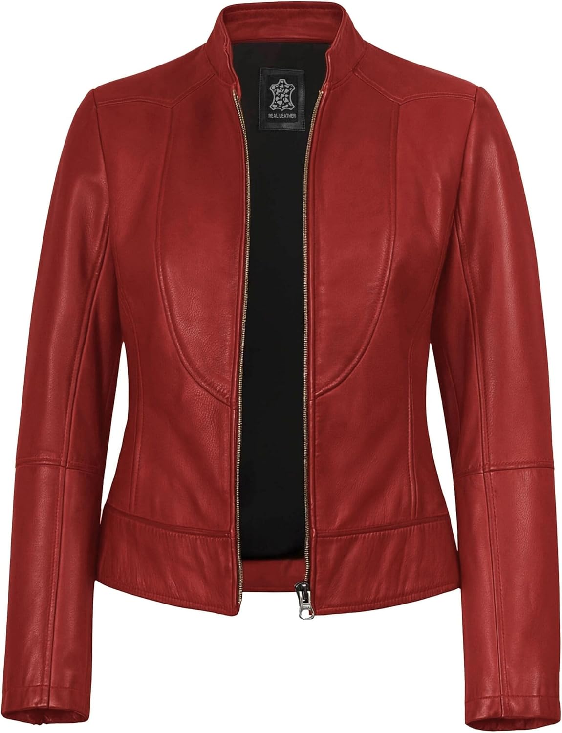 LIVEEVIL Womens Real Lambskin Leather Jacket - Stand Collar Style Motorcycle Leather Jackets for Women